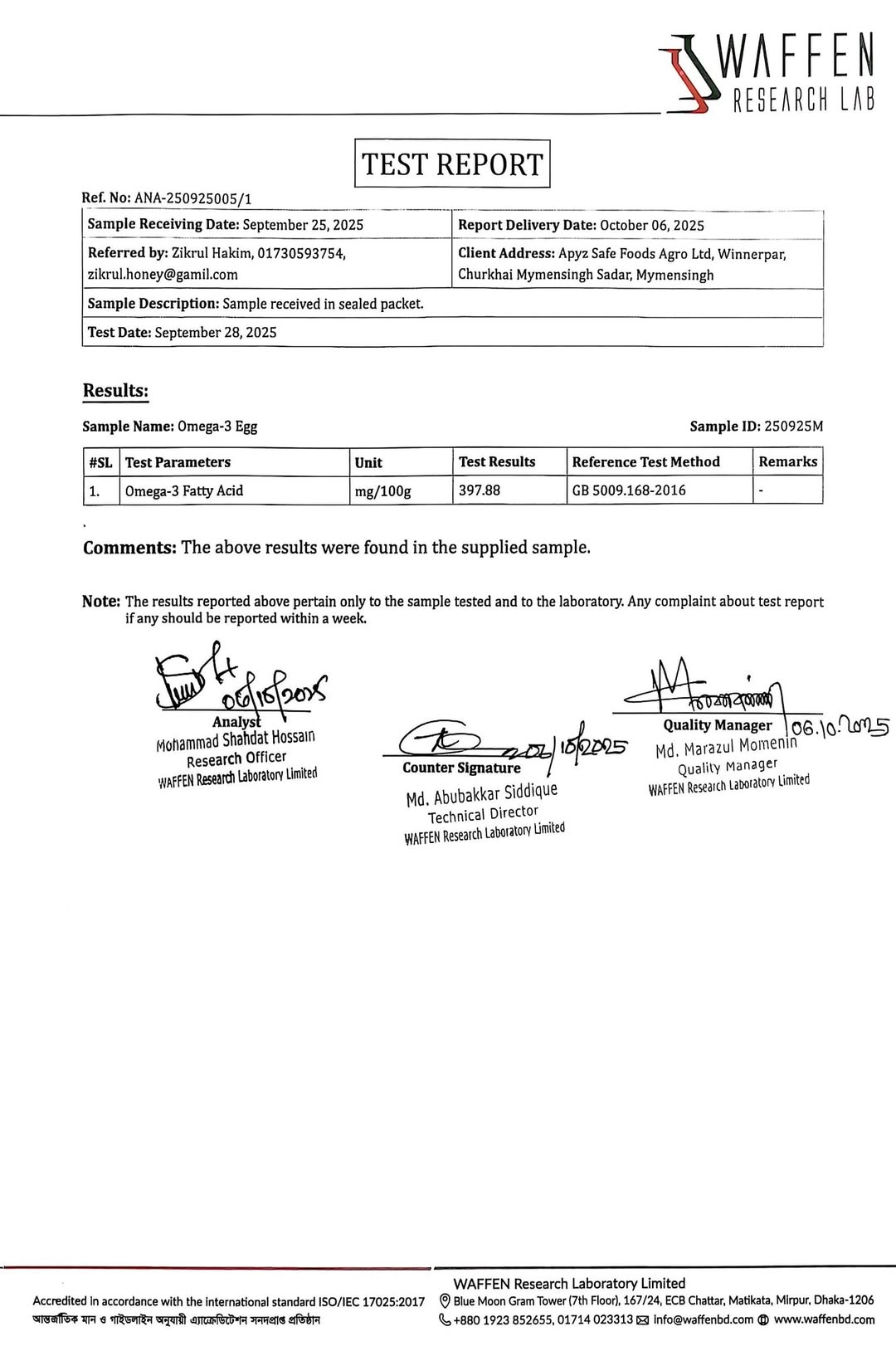 Our Lab Test Report - Image 2