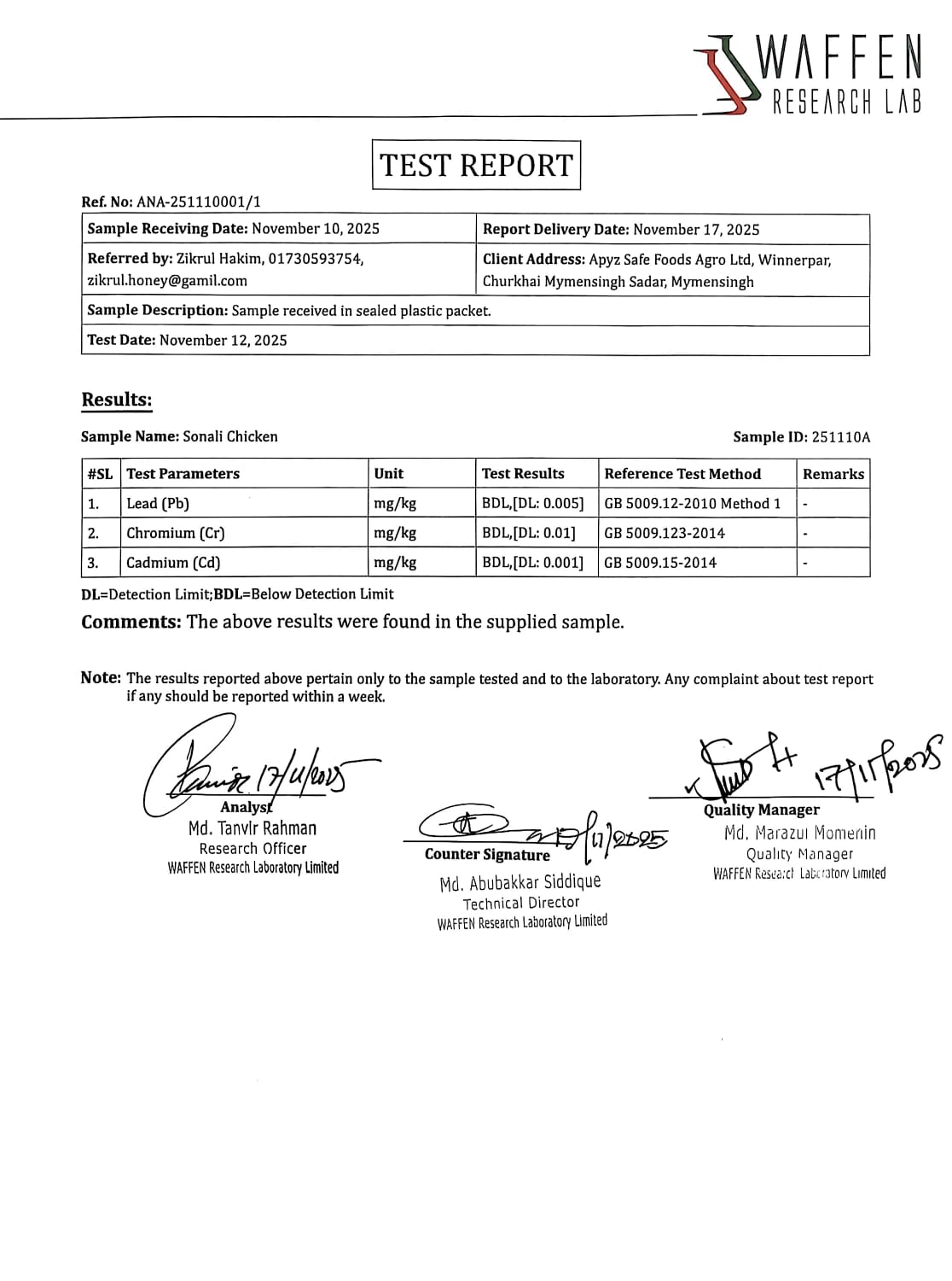 Our Lab Test Report - Image 3